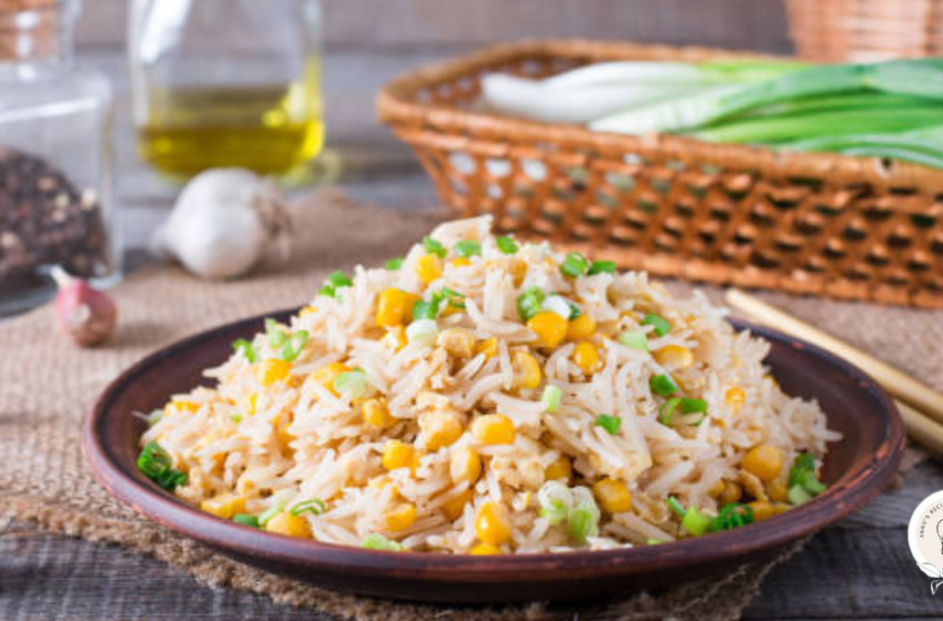 sweetcorn pulao recipe, basmati rice with sweetcorn